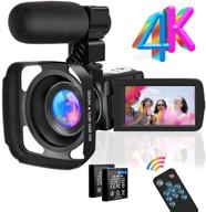 🎥 ultra hd 4k video camera camcorder with microphone and remote - ideal for youtube vlogging and professional recording, 30mp digital camera with 18x zoom, 3.0 inch touch screen logo