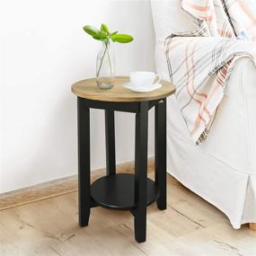 img 2 attached to Modern Two-Tone Solid Red Oak Top Round End Table - Casual Home Chamber Collection (Forest Gray, Black)