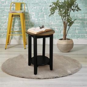 img 1 attached to Modern Two-Tone Solid Red Oak Top Round End Table - Casual Home Chamber Collection (Forest Gray, Black)