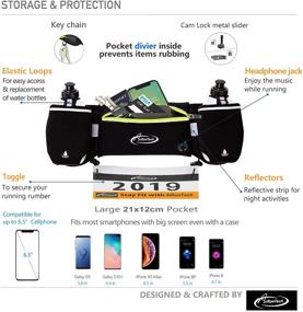 img 1 attached to 🏃 Hydration Running Belt with Water Bottles by AiRunTech - Zero Bounce Design for Marathon, 10K, 5K, Trail, Race Training - Water Belt for Men and Women - Jogging, Cycling, Biking Waist Pack for Any Phone Size