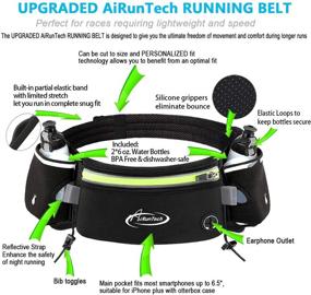 img 2 attached to 🏃 Hydration Running Belt with Water Bottles by AiRunTech - Zero Bounce Design for Marathon, 10K, 5K, Trail, Race Training - Water Belt for Men and Women - Jogging, Cycling, Biking Waist Pack for Any Phone Size