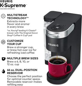 img 3 attached to ☕️ Кофеварка Keurig K-Supreme: одноразовый приготовитель с технологией MultiStream, резервуар на 66 унций и настраиваемыми параметрами в черном цвете.