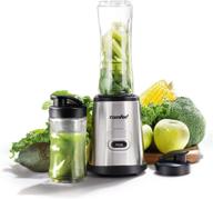 🍹 comfee' compact personal blender with bpa-free tritan 20oz and 10oz travel cups, lids included – for smoothies, shakes, frozen drinks, food prep – 300-watt stainless steel base логотип