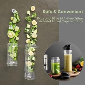 img 2 attached to 🍹 COMFEE' Compact Personal Blender with BPA-Free Tritan 20oz and 10oz Travel Cups, Lids Included – for Smoothies, Shakes, Frozen Drinks, Food Prep – 300-Watt Stainless Steel Base