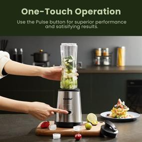 img 1 attached to 🍹 COMFEE' Compact Personal Blender with BPA-Free Tritan 20oz and 10oz Travel Cups, Lids Included – for Smoothies, Shakes, Frozen Drinks, Food Prep – 300-Watt Stainless Steel Base