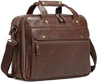 👜 waterproof retro business travel leather briefcase for men - large 15.6 inch laptop bag, perfect for daily use or christmas (brown) logo