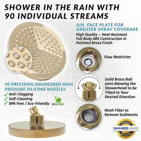 img 1 attached to Enhanced Rain Showerhead - ShowerMaxx Luxury Spa Series, 6 inch Round High Pressure, MAXXimize Your Rainfall Experience in Polished Brass / Gold Finish
