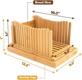 img 3 attached to 🍞 Регулируемая раскладушка для хлеба из бамбука | Универсальное устройство для нарезки домашнего хлеба | Складная раскладушка для буханок хлеба с подстаканником для крошек (12,5"×8,5"×7")