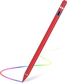 img 2 attached to ✏️ Rechargeable Stylus Pen for Touch Screens - Fine Point Active Capacitive Smart Pencil, Compatible with iPad and Most Tablets - 1.5mm Tip - Red