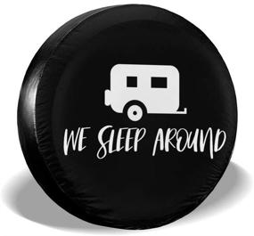 img 4 attached to Deaowangluo Spare Tire Cover Happy Camper We Sleep Around Trailer Truck RV SUV Covers Travel Universal 14 Inch