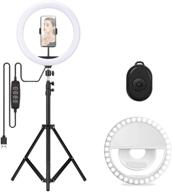 glomio 10-inch selfie ring light with adjustable tripod stand, phone holders. compatible with iphone, android. 3 modes, remote control for makeup, photography, live-streaming, youtube videos, vlogging logo