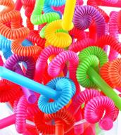 🔆 100-pack assorted neon unwrapped bendy straws by perfect stix - flexible & durable logo