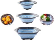 🔵 bpa-free collapsible colander strainer set with extendable handles for easy kitchen straining - 3pcs (blue) logo