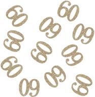 100 pcs gold glitter number 60 table confetti: sparkling decorations for 60th birthday/anniversary celebrations logo