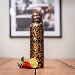 img 3 attached to VEDANA Premium Ayurvedic Pure Copper Water Bottle: Leak 🧲 Proof 1 Liter Copper Vessel for Sports, Yoga & Everyday Use