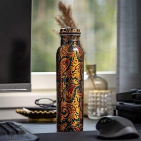 img 2 attached to VEDANA Premium Ayurvedic Pure Copper Water Bottle: Leak 🧲 Proof 1 Liter Copper Vessel for Sports, Yoga & Everyday Use
