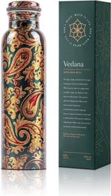 img 4 attached to VEDANA Premium Ayurvedic Pure Copper Water Bottle: Leak 🧲 Proof 1 Liter Copper Vessel for Sports, Yoga & Everyday Use