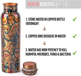 img 1 attached to VEDANA Premium Ayurvedic Pure Copper Water Bottle: Leak 🧲 Proof 1 Liter Copper Vessel for Sports, Yoga & Everyday Use