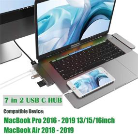 img 3 attached to 🔌 USB-C Hub Adapter for MacBook Pro 2016-2020 13/15/16inch and MacBook Air 2018-2020 - Dodowin Dongle Dock with Thunderbolt 3, USB-C, 4K HDMI, 2 USB 3.0, SD & TF Card Reader