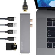🔌 usb-c hub adapter for macbook pro 2016-2020 13/15/16inch and macbook air 2018-2020 - dodowin dongle dock with thunderbolt 3, usb-c, 4k hdmi, 2 usb 3.0, sd & tf card reader logo