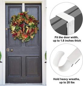 img 2 attached to 🎄 Larchio Adjustable Wreath Door Hangers: Metal Hooks for Xmas Wreath Decorations (White) - 15-25'' Over the Door Wreath Holder