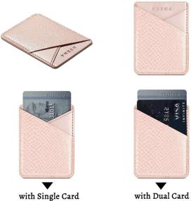 img 1 attached to 📱 Ultra Slim Stick-On Card Holder for Cell Phones - 3M Adhesive Wallet Pocket Sleeve for iPhone, Samsung Galaxy, and All Smartphones - Grey/Pink