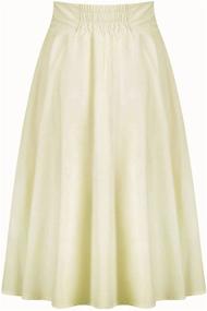 img 2 attached to 👗 Stylishly Chic: Choies Women's Beige High Waist Midi Skater Skirt for Fashionable Females