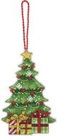 🎄 dimensions counted cross stitch christmas tree ornament kit, perfect size: 3'' w x 4.75'' h logo