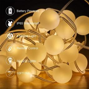 img 1 attached to Globe String Lights 10 Ft 30 LED Waterproof Ball Fairy String Lights: Ideal for Indoor/Outdoor Party, Wedding, Christmas Garden Décor - Battery Operated with 8 Modes, Warm White