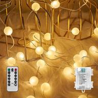 globe string lights 10 ft 30 led waterproof ball fairy string lights: ideal for indoor/outdoor party, wedding, christmas garden décor - battery operated with 8 modes, warm white логотип