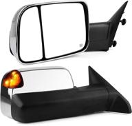 yitamotor towing mirrors for dodge ram - chrome power heated led turn signal puddle lamp - compatible with ram 2009-2018 1500, 2010-2018 2500 3500 logo
