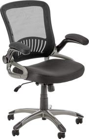 img 4 attached to Black Office Star Manager Chair: Breathable Screen Back, Bonded Leather Seat, Flip Arms, Titanium Coated Accents