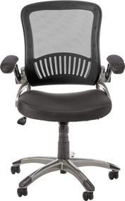 img 3 attached to Black Office Star Manager Chair: Breathable Screen Back, Bonded Leather Seat, Flip Arms, Titanium Coated Accents