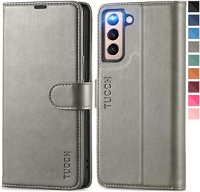 img 4 attached to 📱 TUCCH Wallet Case for Galaxy S21 5G, Magnetic Stand, RFID Blocking, Card Slots, Folio Flip Cover with TPU Shockproof Interior Case, Grey