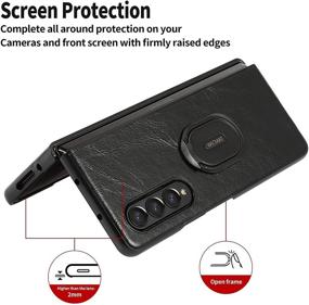 img 2 attached to 📱 WICMAT Kickstand Case for Samsung Galaxy Z Fold 3 5G - Premium Leather Ultra Thin Protection with Built-in Kickstand