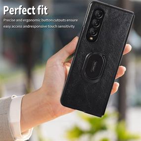 img 1 attached to 📱 WICMAT Kickstand Case for Samsung Galaxy Z Fold 3 5G - Premium Leather Ultra Thin Protection with Built-in Kickstand