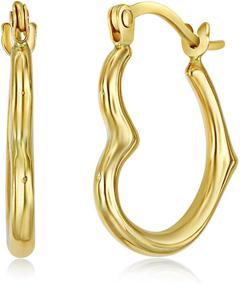 img 4 attached to 💎 Stunning 14k Gold Heart Shaped Hoop Earrings (13 x 15mm): Exquisite Jewelry for a Glamorous Look