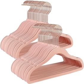 img 4 attached to SONGMICS Baby Hangers Pack of 50: Premium Velvet 👶 Non-Slip Children’s Hangers with Rose Gold Hooks – Light Pink UCRF027P01