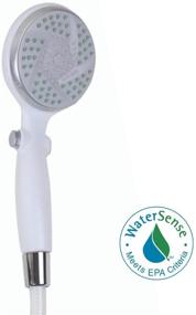 img 3 attached to Carex Handheld Shower Head with 84" Flexible Hose and Pause Function - Watersense Certified, Oversized Spray Head - White