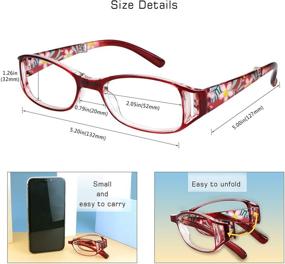 img 2 attached to 👓 Women's Reading Glasses with Foldable Design, Blue Light Blocking Lens, and Compact Case Included - Red Color, 3.00 Magnification