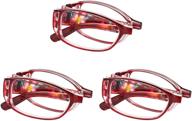 👓 women's reading glasses with foldable design, blue light blocking lens, and compact case included - red color, 3.00 magnification logo