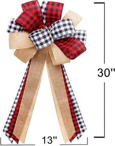 img 2 attached to 🎄 Large Buffalo Plaid Burlap Red and Black Christmas Tree Topper - Handmade Holiday Party Decorations, 13 x 17 Inch