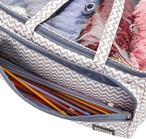 img 1 attached to 🧶 Organize Your Crafting Supplies with the HOMEST Yarn Storage Bag: Clear Top Knitting Tote for Yarn Skeins, Hooks, and Needles, Features 3 Oversized Grommets and a Ripple Design