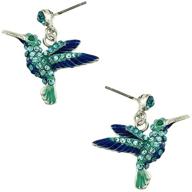 🐦 dianal boutique hummingbird earrings with crystals and enamel - post style, perfect in gift box logo