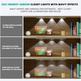 img 2 attached to 🚪 NICOUS LED Closet Lights with Motion Sensor, Romantic Wavy Effects Built-in, Extra Long 16-inches, Wireless Rechargeable Sensor Lights for Closet, Countertop, Wardrobe, Kitchen, Home Décor