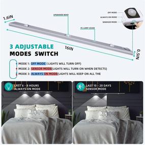 img 1 attached to 🚪 NICOUS LED Closet Lights with Motion Sensor, Romantic Wavy Effects Built-in, Extra Long 16-inches, Wireless Rechargeable Sensor Lights for Closet, Countertop, Wardrobe, Kitchen, Home Décor