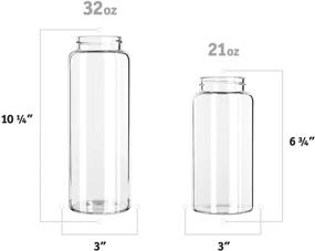 img 2 attached to Kablo Glass Water Bottle 32 or 21 oz, 100% Borosilicate 🌍 Glass, BPA Free, Leak-Proof Stainless Steel Lid, Wide Mouth, Eco-friendly (Generation 1)