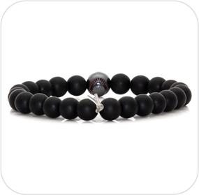 img 3 attached to 🧢 Stylish Nsitbbuery Fashion Baseball Bracelet: 8MM Matte Agate Lava Rock Beads