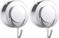 🔩 suction cup hooks - vis'v 2 pack heavy duty twist-removable vacuum suction cups with metal hooks - waterproof window glass kitchen bathroom shower wall hooks for towel loofah wreath decorations, silver logo