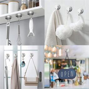 img 2 attached to 🔩 Suction Cup Hooks - VIS'V 2 Pack Heavy Duty Twist-Removable Vacuum Suction Cups with Metal Hooks - Waterproof Window Glass Kitchen Bathroom Shower Wall Hooks for Towel Loofah Wreath Decorations, Silver